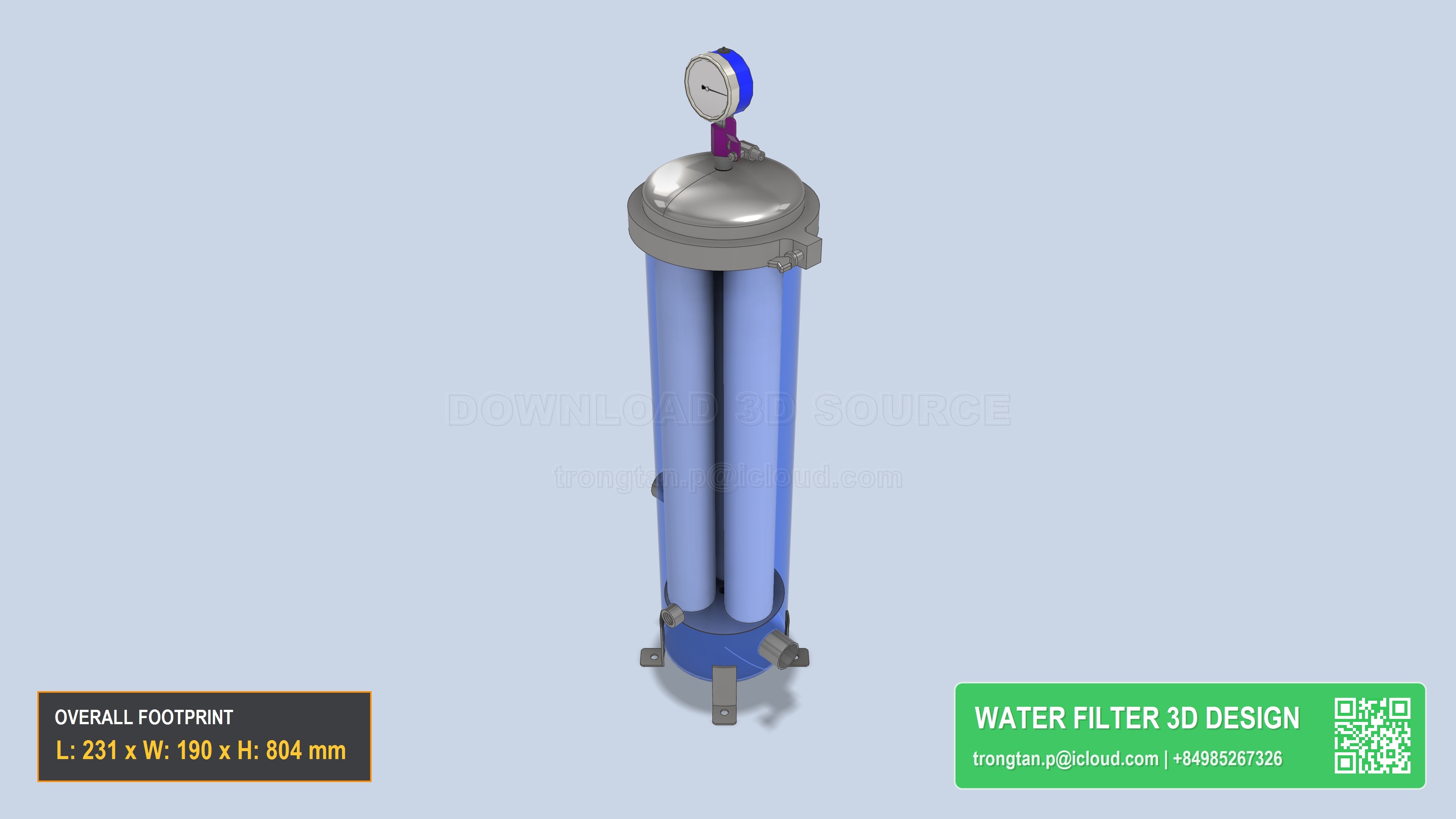 304 Stainless Steel 3 Cartridge Filter Housing 20 Inch