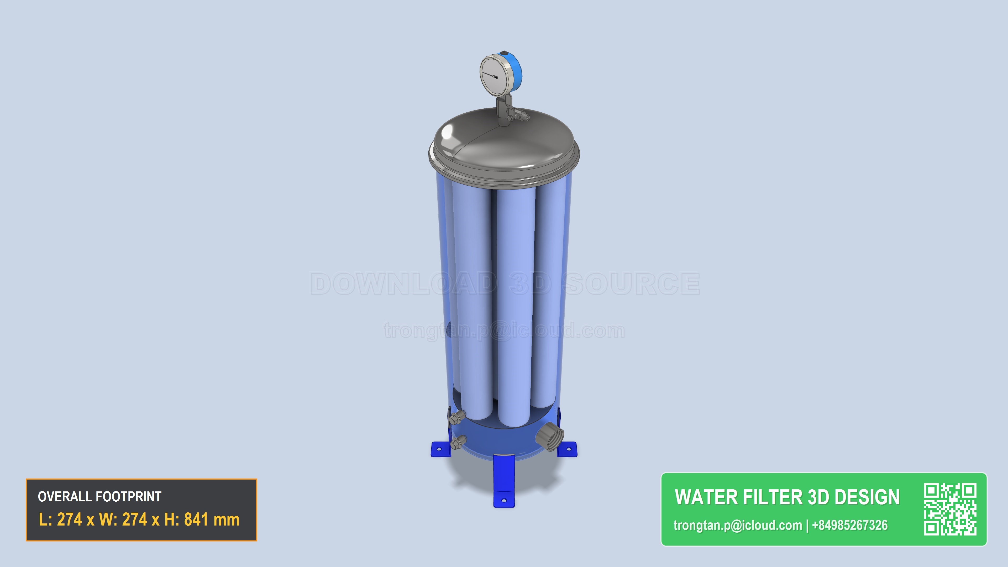 304 Stainless Steel 7 Cartridge Filter Housing 20 Inch