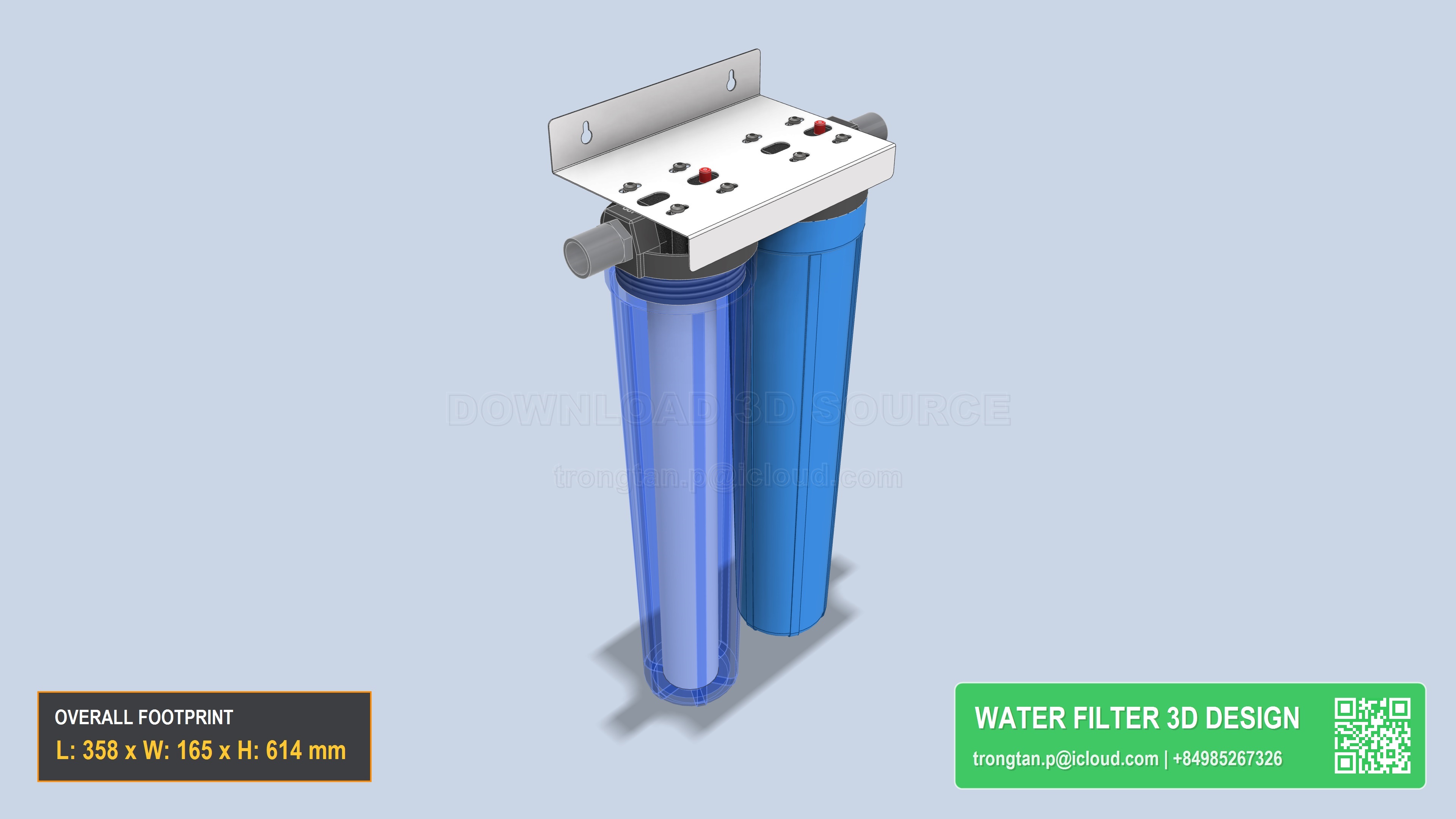 Dual 20 Inch Plastic Water Filter Housing 2 Cartridge Pre Filter ...