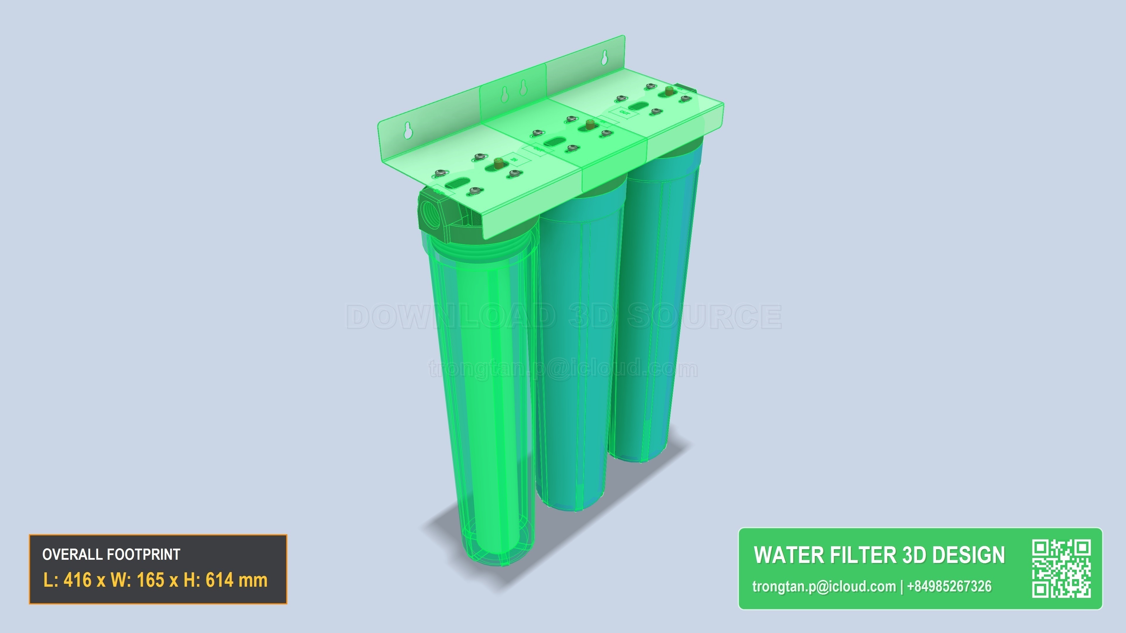 Triple 20 Inch Water Filter Housing Set 3 Stage Pre Filtration Sy...